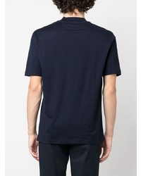 T-shirt à col rond en tricot bleu marine Brunello Cucinelli