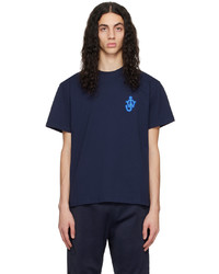 T-shirt à col rond en tricot bleu marine JW Anderson