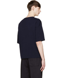 T-shirt à col rond en tricot bleu marine Jil Sander Navy