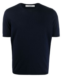 T-shirt à col rond en tricot bleu marine La Fileria For D'aniello