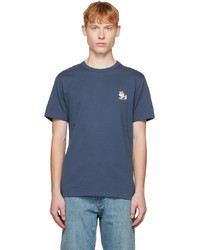T-shirt à col rond en tricot bleu marine MAISON KITSUNÉ