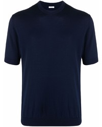 T-shirt à col rond en tricot bleu marine Malo