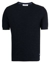T-shirt à col rond en tricot bleu marine Manuel Ritz