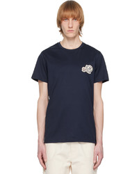 T-shirt à col rond en tricot bleu marine Moncler