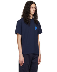 T-shirt à col rond en tricot bleu marine JW Anderson