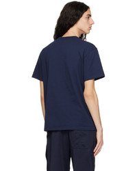 T-shirt à col rond en tricot bleu marine JW Anderson