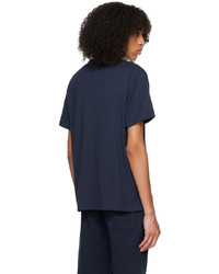 T-shirt à col rond en tricot bleu marine MAISON KITSUNÉ