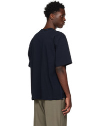 T-shirt à col rond en tricot bleu marine Sacai