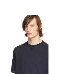 T-shirt à col rond en tricot bleu marine Z Zegna