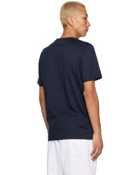 T-shirt à col rond en tricot bleu marine Ferragamo