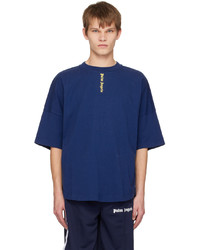 T-shirt à col rond en tricot bleu marine Palm Angels