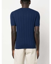 T-shirt à col rond en tricot bleu marine Lardini