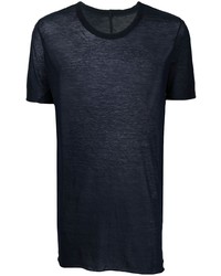 T-shirt à col rond en tricot bleu marine Rick Owens