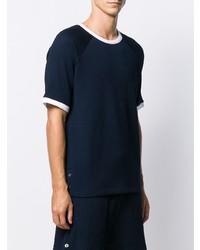 T-shirt à col rond en tricot bleu marine Thom Browne