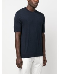 T-shirt à col rond en tricot bleu marine PT TORINO