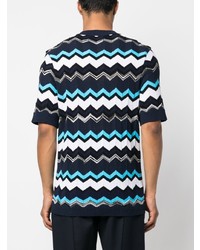 T-shirt à col rond en tricot bleu marine Missoni