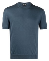 T-shirt à col rond en tricot bleu marine Tom Ford