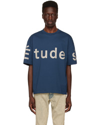 T-shirt à col rond en tricot bleu marine Études