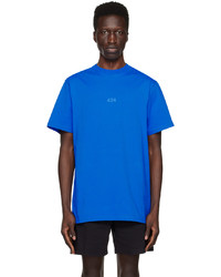 T-shirt à col rond en tricot bleu 424
