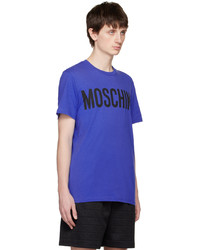 T-shirt à col rond en tricot bleu Moschino