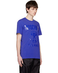 T-shirt à col rond en tricot bleu Moschino