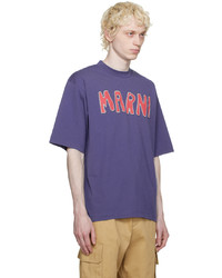 T-shirt à col rond en tricot bleu Marni