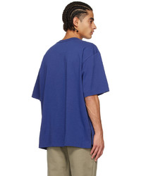 T-shirt à col rond en tricot bleu Sacai