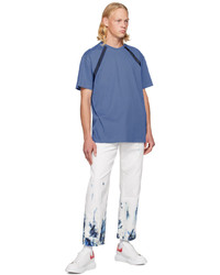 T-shirt à col rond en tricot bleu Alexander McQueen