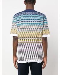 T-shirt à col rond en tricot bleu Missoni