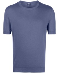 T-shirt à col rond en tricot bleu Fedeli
