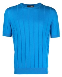 T-shirt à col rond en tricot bleu Lardini