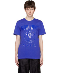 T-shirt à col rond en tricot bleu Moschino