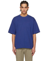 T-shirt à col rond en tricot bleu Sacai