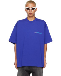 T-shirt à col rond en tricot bleu Vetements