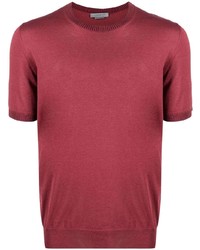 T-shirt à col rond en tricot bordeaux Corneliani