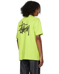 T-shirt à col rond en tricot chartreuse Stussy