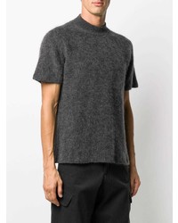 T-shirt à col rond en tricot gris foncé Jacquemus