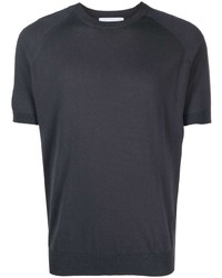 T-shirt à col rond en tricot gris foncé D4.0