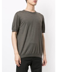 T-shirt à col rond en tricot gris foncé Giorgio Armani