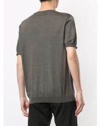 T-shirt à col rond en tricot gris foncé Giorgio Armani