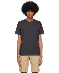 T-shirt à col rond en tricot gris foncé Sunspel