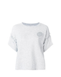 T-shirt à col rond en tricot gris