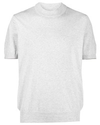 T-shirt à col rond en tricot gris Brunello Cucinelli