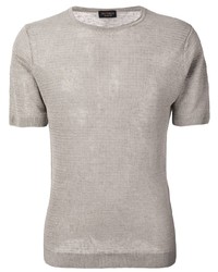 T-shirt à col rond en tricot gris Dell'oglio