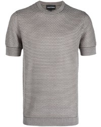 T-shirt à col rond en tricot gris Emporio Armani