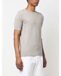 T-shirt à col rond en tricot gris Fedeli