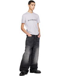 T-shirt à col rond en tricot gris Givenchy