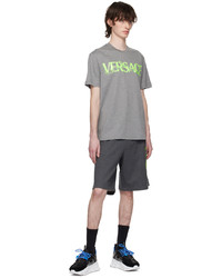 T-shirt à col rond en tricot gris Versace