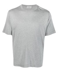 T-shirt à col rond en tricot gris John Smedley