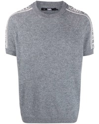 T-shirt à col rond en tricot gris Karl Lagerfeld